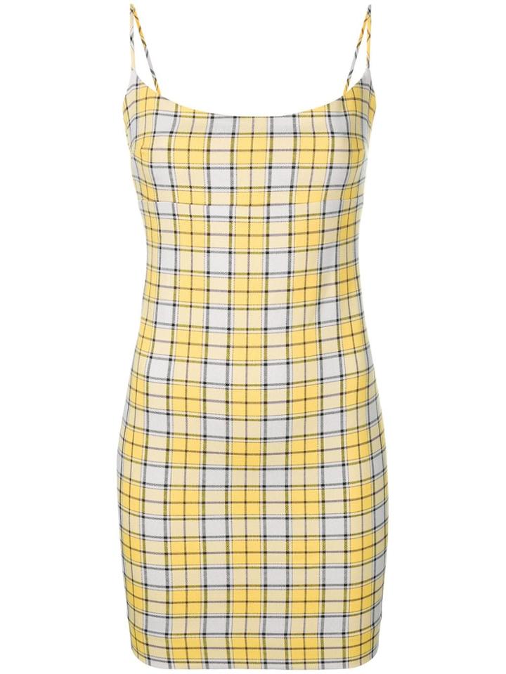 Miaou Short Check Fitted Dress - Yellow & Orange