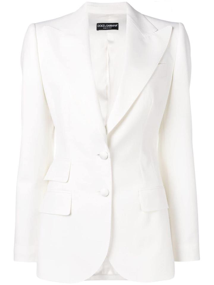 Dolce & Gabbana Stitching Details Fitted Blazer - White