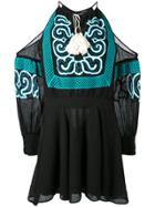 Wandering Embroidered Shift Dress - Black