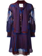 Sacai Multi-pattern Ruffled Dress - Blue