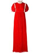 Manoush - Frill Trim Maxi Dress - Women - Cotton/polyester - 40, Red, Cotton/polyester