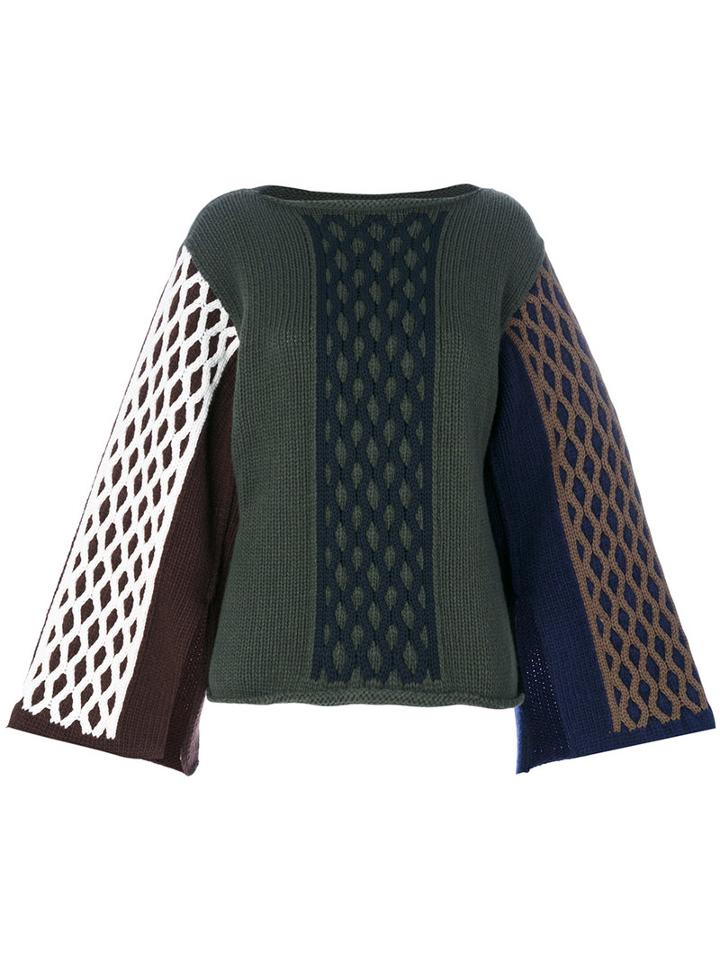 J.w.anderson - Cable Knit Jumper - Women - Cotton/polyamide/virgin Wool - M, Green, Cotton/polyamide/virgin Wool