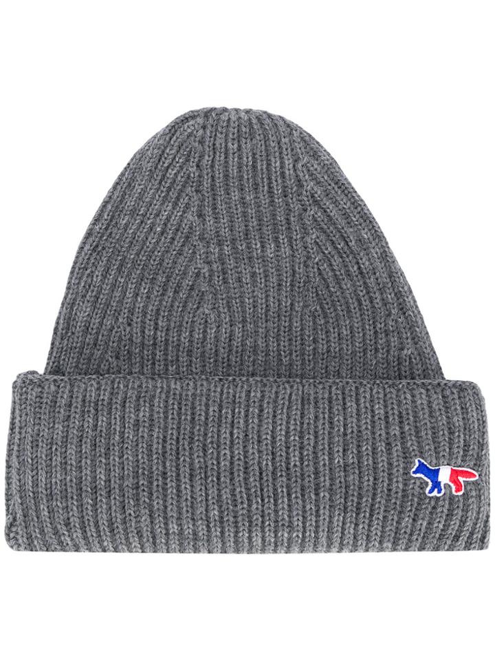 Maison Kitsuné Logo Patch Beanie - Grey