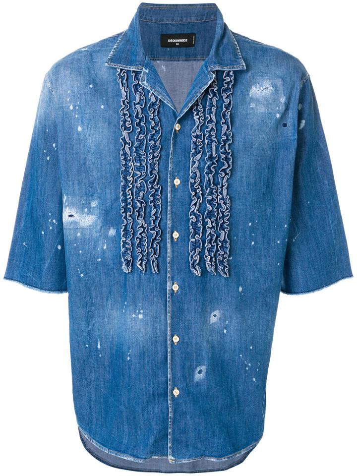 Dsquared2 Ruffle Trim Denim Shirt - Blue