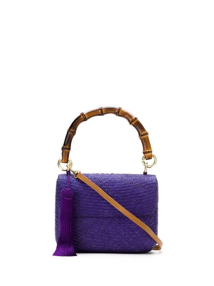Serpui Straw Shoulder Bag - Purple