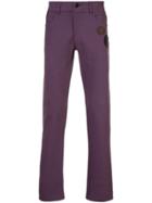 Yang Li Straight Leg Patch Embellished Trousers - Pink & Purple