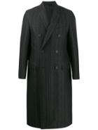 Fendi Striped Double-breasted Coat - Black