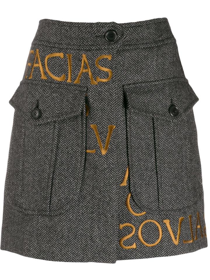 Moschino Embroidered Logo Skirt - Black