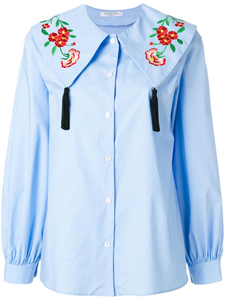 Vivetta Embroidered Collar Tassel Shirt - Blue