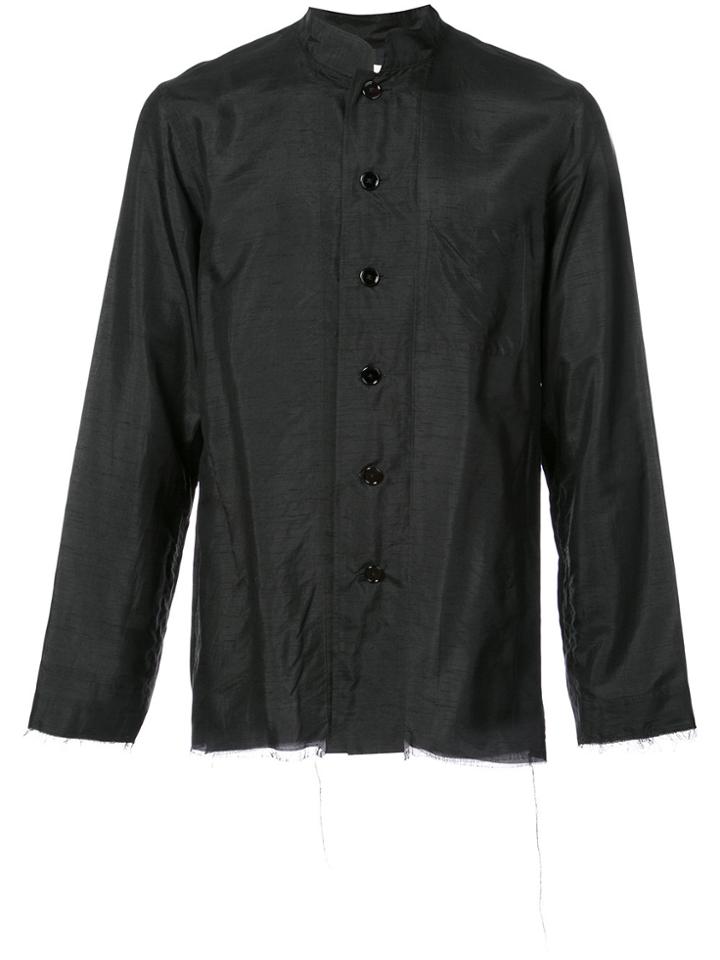Takahiromiyashita The Soloist Mandarin Collar Sheen Shirt - Black