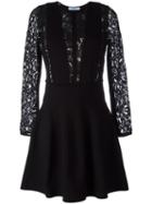 Blumarine Lace Panel Dress, Women's, Size: 42, Black, Silk/spandex/elastane/polyester/viscose