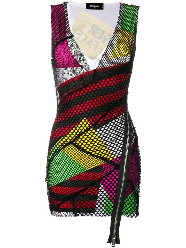 Dsquared2 Mesh Contrasting Panel Dress - Black