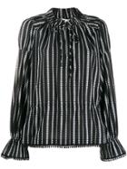 Derek Lam 10 Crosby Calypso Diamond Striped Blouse - Black