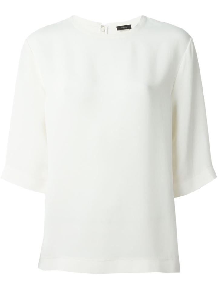 Joseph Three-quarter Sleeve Top, Women's, Size: 40, White, Silk