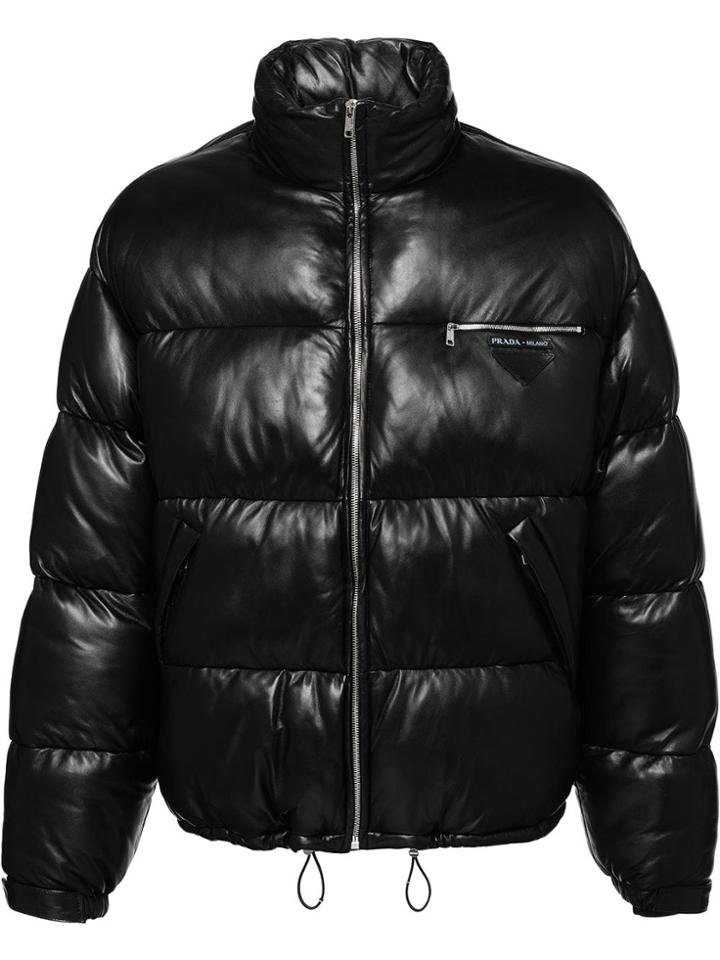 Prada Nappa Leather Puffer Jacket - Black