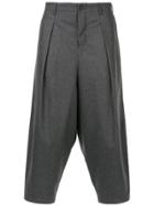 Kazuyuki Kumagai Cropped Drop Crotch Trousers - Grey