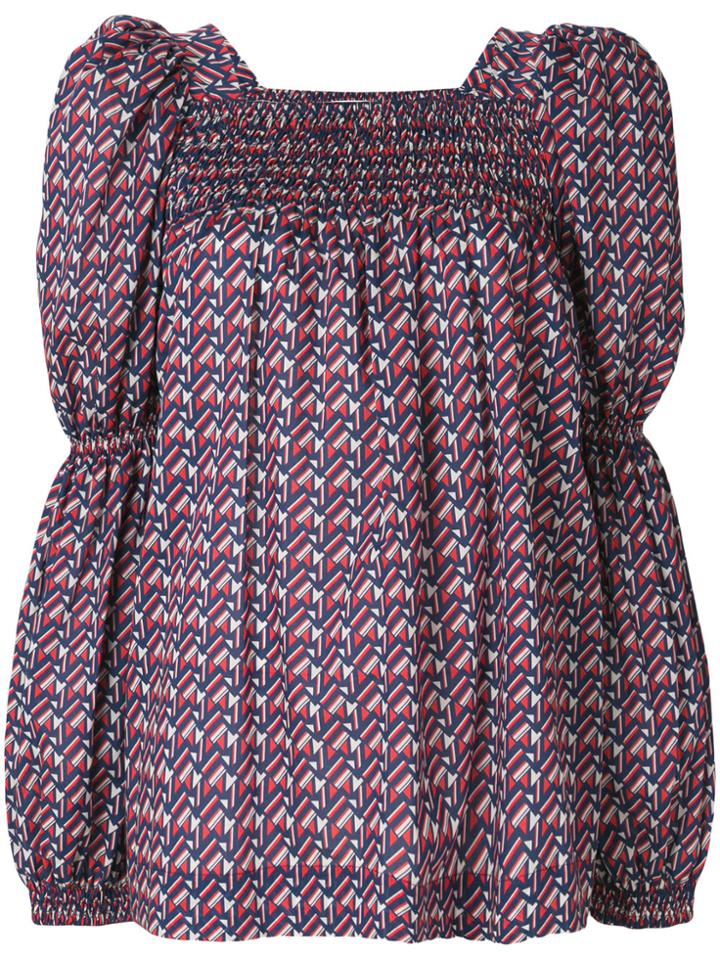 La Doublej Geometric Print Blouse - Blue