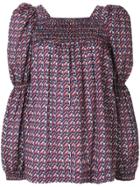 La Doublej Geometric Print Blouse - Blue