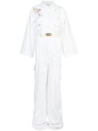 Natasha Zinko Floral Embroidered Belted Jumpsuit - White