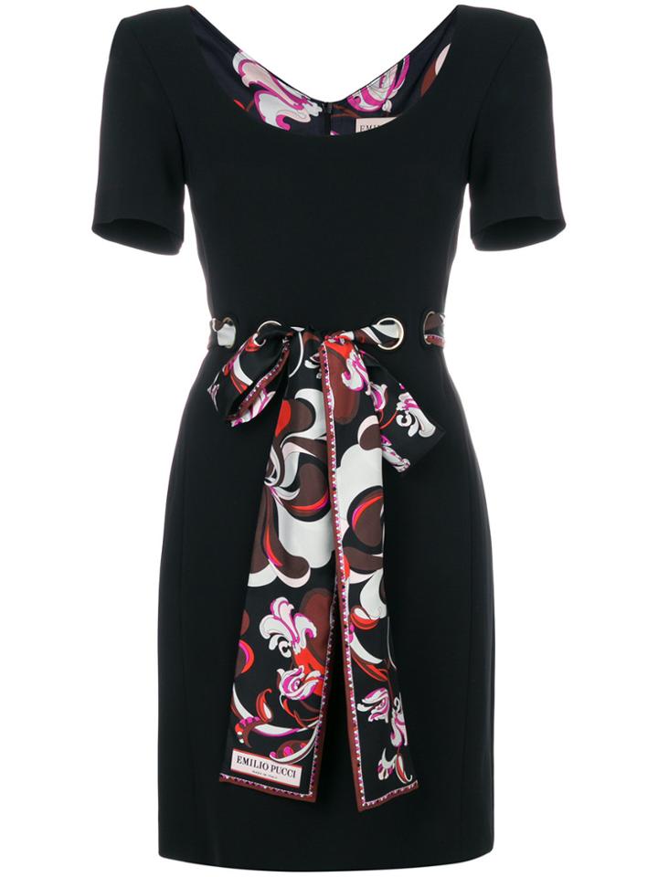Emilio Pucci Scarf Belted Mini Dress - Black