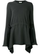 Fendi - Asymmetrical Lace-up Detail Pullover - Women - Cotton/viscose/cashmere - 38, Green, Cotton/viscose/cashmere