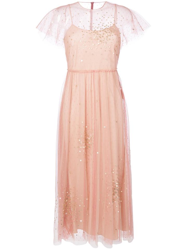 Red Valentino Tulle Embellished Midi Dress - Pink & Purple