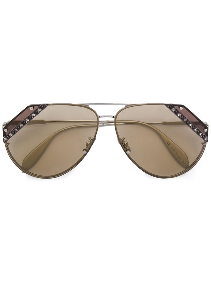 Alexander Mcqueen Eyewear Aviator Sunglasses - Brown