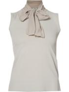 D.exterior Pussy Bow Blouse, Women's, Size: Xs, Grey, Viscose/polyamide/silk