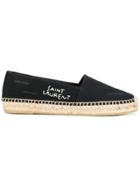 Saint Laurent Logo Embroidered Espadrilles - Black