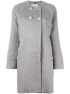 Blugirl Embellished Pocket Double Breasted Coat, Women's, Size: 44, Grey, Cotton/acrylic/polyester/other Fibers
