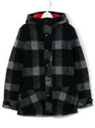 Dondup Kids Checked Hooded Coat, Boy's, Size: 14 Yrs, Blue