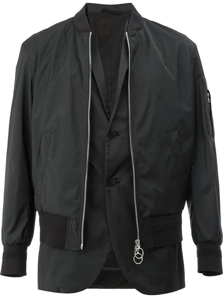 Neil Barrett - Classic Bomber Jacket - Men - Polyester/spandex/elastane/cupro/viscose - L, Black, Polyester/spandex/elastane/cupro/viscose