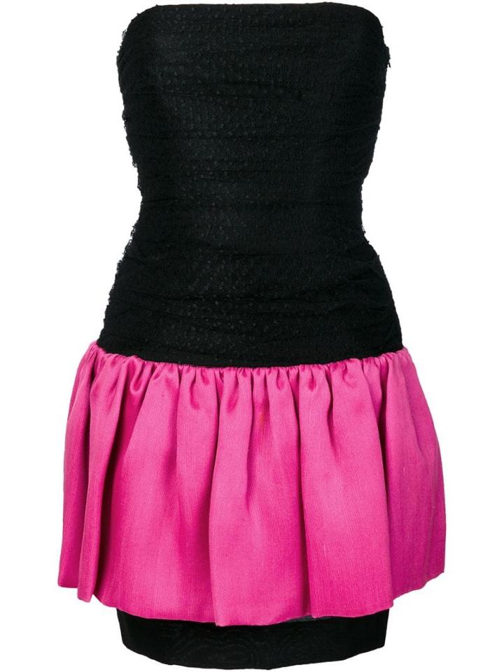Yves Saint Laurent Pre-owned Strapless Color Block Dress - Black