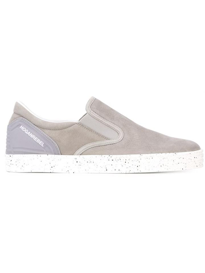 Hogan Rebel Slip-on Sneakers, Men's, Size: 8.5, Grey, Rubber/leather/suede/cotton
