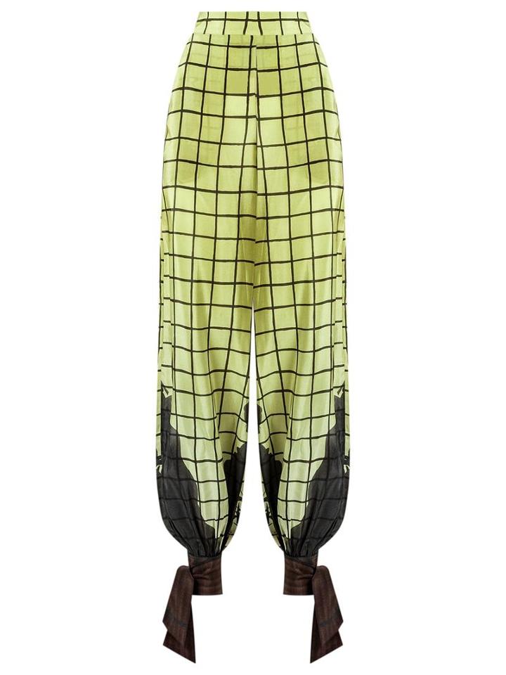 Adriana Degreas - High-waisted Trousers - Women - Silk - M, Green, Silk