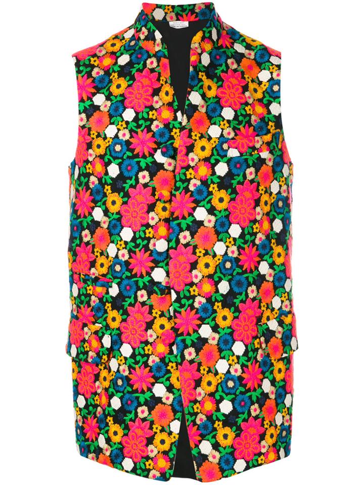 Comme Des Garçons Homme Plus Floral Print Waistcoat - Black