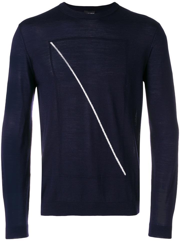 Giorgio Armani Contrast Line Jumper - Blue