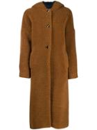 Inès & Maréchal Single-breasted Hooded Coat - Brown
