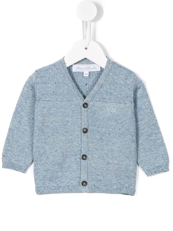 Tartine Et Chocolat - Embroidered Logo Cardigan - Kids - Cotton - 18 Mth, Blue