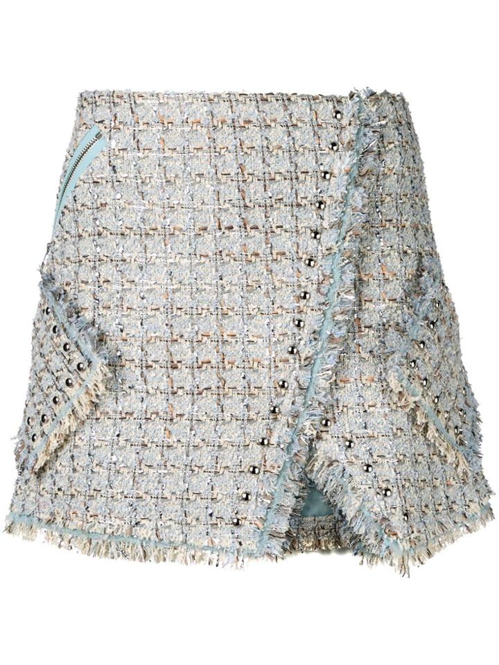 Faith Connexion Tweed Wrap Skirt - Blue