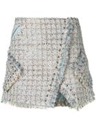 Faith Connexion Tweed Wrap Skirt - Blue