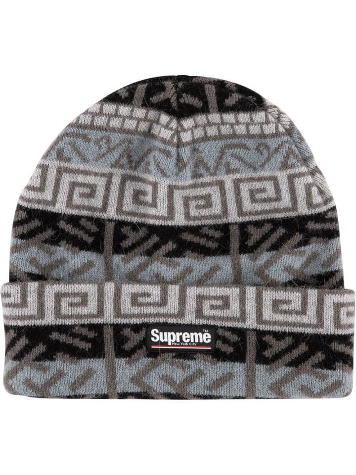 Supreme Brushed Pattern Beanie - Grey