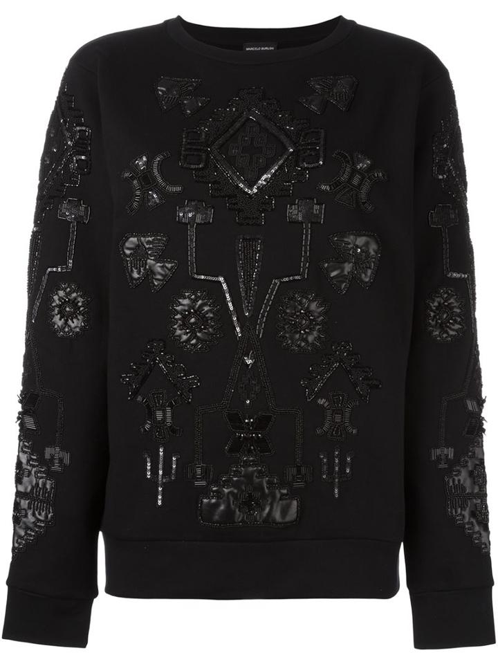 Marcelo Burlon County Of Milan 'triangular' Sweatshirt, Women's, Size: Xs, Black, Glass/pvc/polyester/cotton
