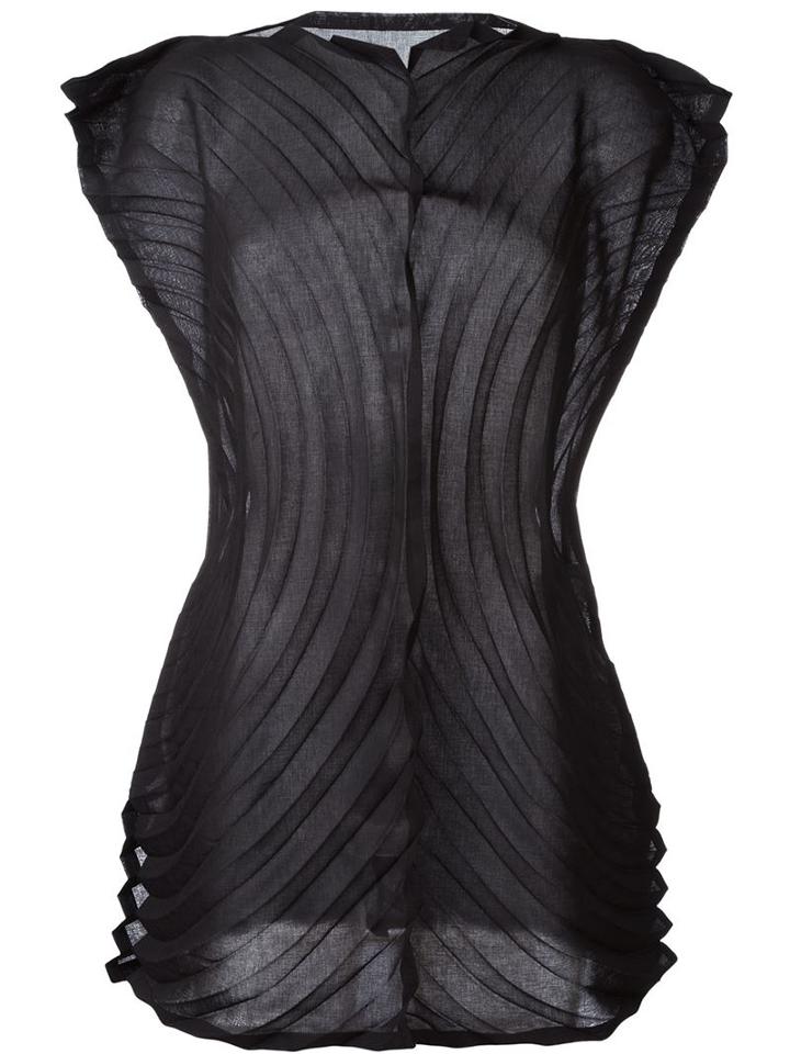 Issey Miyake Cauliflower Ruffle Sleeve Pleated Oversize T-shirt
