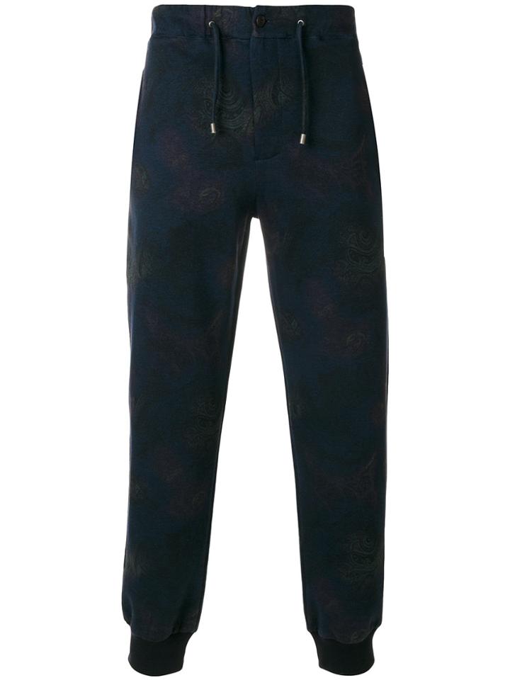Etro Drawstring Printed Track Pants - Blue