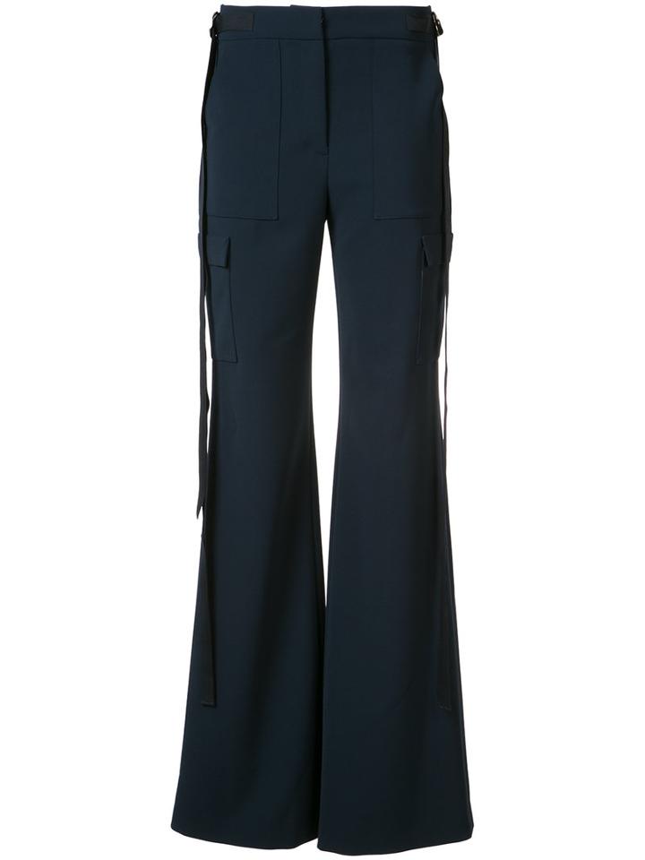 Adeam Flared Trousers, Women's, Size: 6, Blue, Polyester/polyurethane