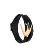 Mcq Alexander Mcqueen Swallow Triple Wrap Bracelet, Women's, Black, Patent Leather