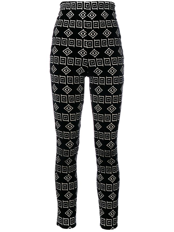 Versace Vintage Printed High-waisted Trousers - Black