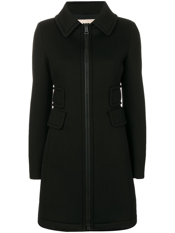 Herno Flared Zip Coat - Black