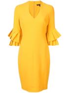 Black Halo Pleated Sleeve Fitted Dress - Yellow